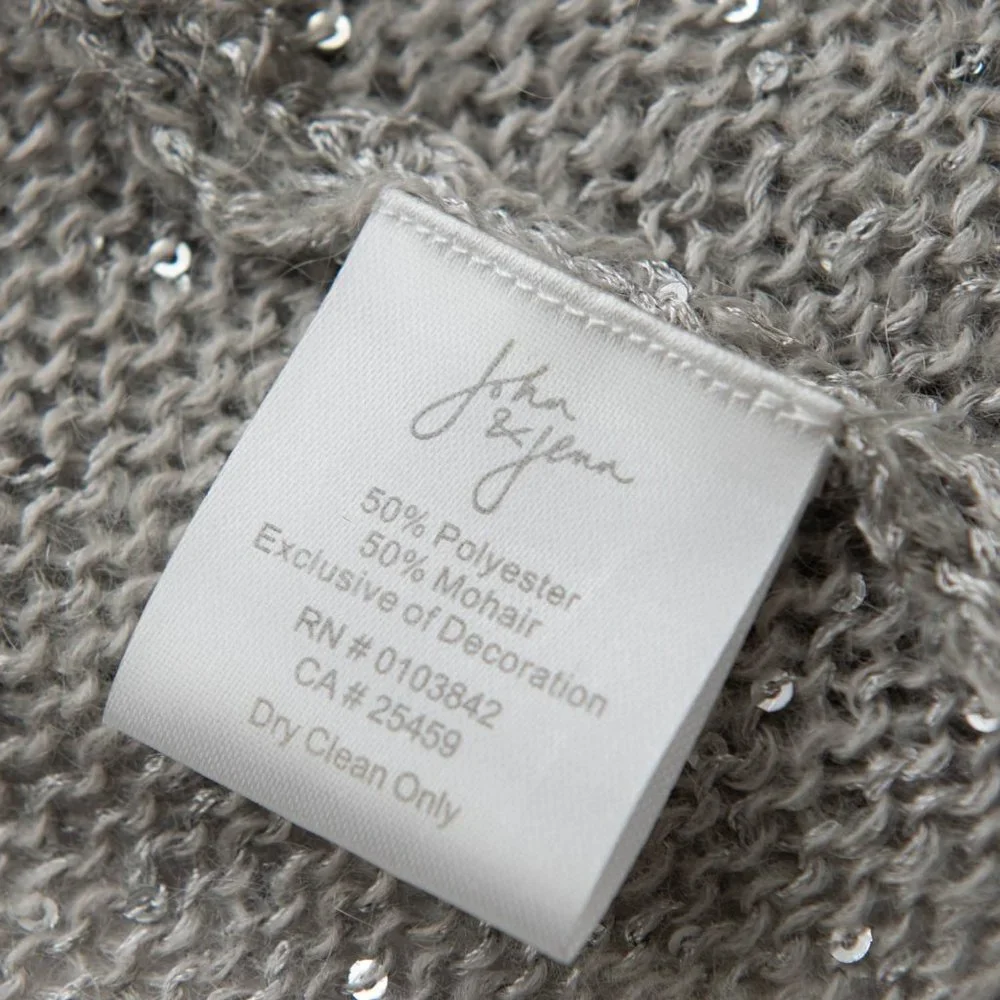John & Jenn Oscar Cardigan Knit Sparkle Cardi Sequin Mohair Grey Size Large New - Picture 4 of 6